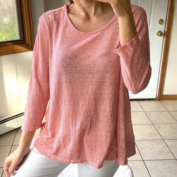 Poetry Tops - Poetry red white striped knit top blouse M